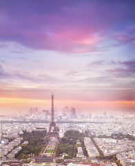 Wall Mural - Eiffel tower in Paris at sunset.