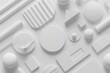 minimalist white geometric shapes on light gray abstract 3d render digital ilustration