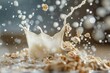 organic rolled oats and milk splashing together healthy breakfast food photography