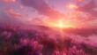 Misty Dawn Over Purple Wildflower Valley