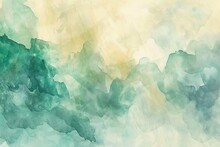 Serene Abstract Teal And Green Watercolor Background With Soft Blended Colors And Organic Shapes Digital Ilustration