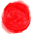 Czerwona plama pędzla farba akrylowa. Rozmazany abstrakcyjny kształt plamy i rozmazów z teksturą. Wyodrębniona z tła. 