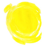 Żółta plama pędzla farba akrylowa. Rozmazany abstrakcyjny kształt plamy i rozmazów z teksturą. Wyodrębniona z tła. 