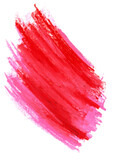 Czerwona plama pędzla farba akrylowa. Rozmazany abstrakcyjny kształt plamy i rozmazów z teksturą. Wyodrębniona z tła. 