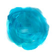 Niebieska plama pędzla farba akrylowa. Rozmazany abstrakcyjny kształt koła i rozmazów z teksturą. Wyodrębniona z tła. 