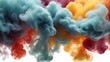realistic colorful thick smoke on white background, high definition, HDR. 3D. 8K. Realistic. Full screen, bright shining colors, noise 