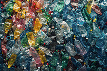 Top View Background Of Heap Of Discarded Plastic Bottles. Recycling, Zero Waste And Sustainability Concept