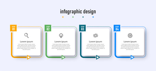 Infographics design business template. timeline with 4 steps or options. can be used for workflow diagram, info chart, web design. vector illustration.