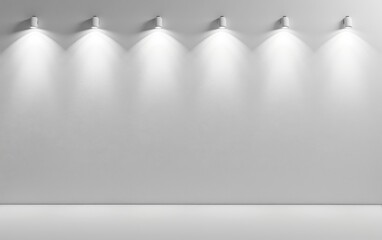 Wall Mural - White blank concrete wall with spotlight lighting above