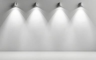 Wall Mural - White blank concrete wall with spotlight lighting above