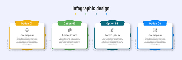 Infographics design template timeline with 4 steps or options. can be used for workflow diagram, info chart, web design. vector illustration.