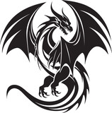 Fototapeta Koty - Fiery Fiend Fearsome Dragon Icon Design Sovereign Serpent Full Body Dragon Emblem