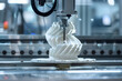 A 3D printer creating an industrial design prototype in resistant plastic