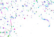 Streamers and confetti. Colorful streamers tinsel and foil ribbons. Confetti on transparent background. Creative celebration concept. Vector illustration.