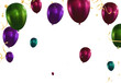 Colorful balloons and confetti on white background. Vector illustration.