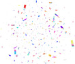 Confetti. Colorful confetti on a transparent background. Holiday festive background. Suitable for your design, cards, invitations, gifts.