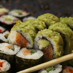 Wall Mural - Japanese wasabi sushi rolls