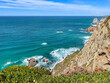 Panoramic View of the Atlantic Ocean from the Cliffs at Cabo da Roca Point, Western Coast of Portugal 