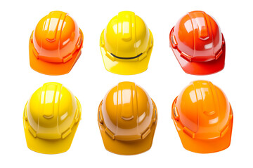 Set of safety helmets isolated on transparent background