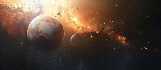 Wall Mural - the image showcases a mesmerizing view of planets floating in the vastness of outer space, surrounde