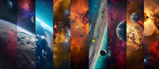 Wall Mural - The vast expanse of outer space filled with a captivating group of planets, stars, and celestial bodies shining in the distance