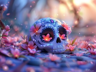 Wall Mural - sugar skull floral 