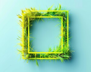 A square neon frame shifting from electric yellow to grass green