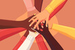  Multicultural hands joined together in unity, advocating for social justice, equality, and human rights for all