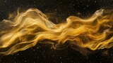 Fototapeta  - Ethereal gold dust waves, digital particles create a stellar landscape, glowing abstract background, stars shimmer in orchestrated light, AI Generative