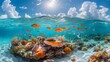 Vibrant underwater panorama of a tropical reef, AI Generative