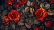 Luxury floral wallpaper texture beautiful rich red roses, generative Ai