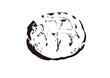 フランスの丸いパン　ブールの手描きイラスト　線画モノクロ