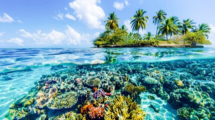 Poster - Crystal-clear waters revealing a vibrant coral reef, a hidden underwater world alive with color and mystery.