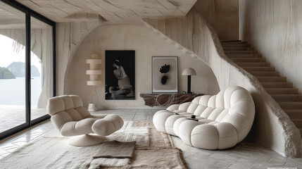 Poster - Modernist Home Interior with Modern Furniture extreme closeup. Generative AI