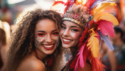 Wall Mural - Happy people celebrating festival together ,concept carnival