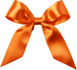 orange ribbon bow isolated on white or transparent background,transparency