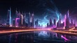 © sndffa14 - advanced city background with purple color cyberpunk concept