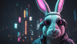 futuristic neon robotic bunny in the city