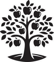 Wall Mural - Apple tree vector logo icon  silhouette  (41).eps