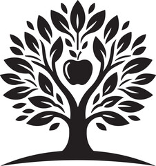 Wall Mural - Apple tree vector logo icon  silhouette  (63).eps