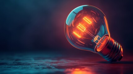Wall Mural - Creativity and Design: A 3D vector illustration of a lightbulb with a camera lens inside