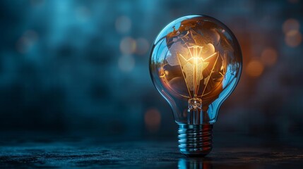 Wall Mural - Creativity and Design: A 3D vector illustration of a lightbulb with a globe inside