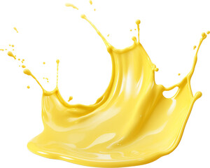 Wall Mural - yellow milk splashing isolated on white or transparent background,transparency