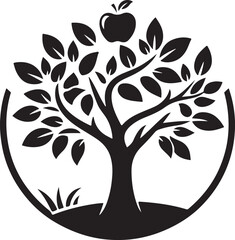 Sticker - Apple tree vector logo icon  silhouette  (124).eps