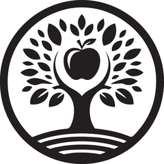 Wall Mural - Apple tree vector logo icon  silhouette  (145).eps