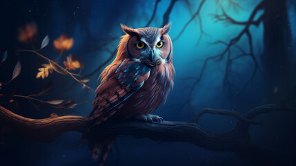 Wall Mural - owl on a branch