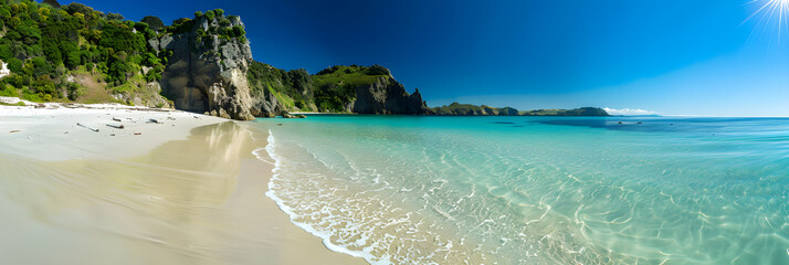  Serenity Unleashed: Showcase of New Zealand's Finest Untouched Beach with Crystal Clear Waters and Verdant Surroundings