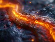 Lava flowing over rock