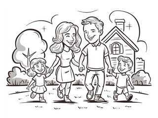 illustration of a happy family 