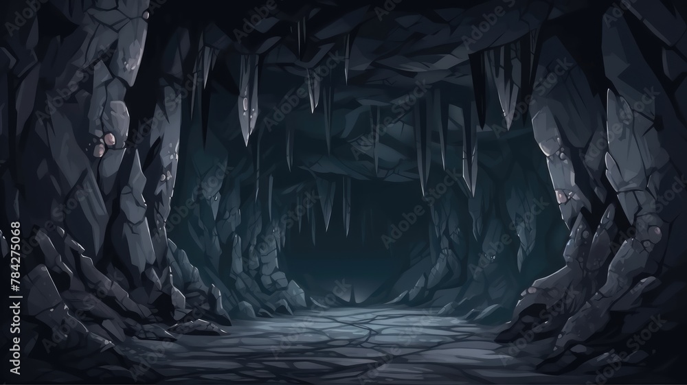 Path is crossing the dark cave game background tillable horizontally ...